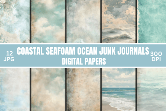 Aqua Coastal Seafoam Ocean Junk Journals