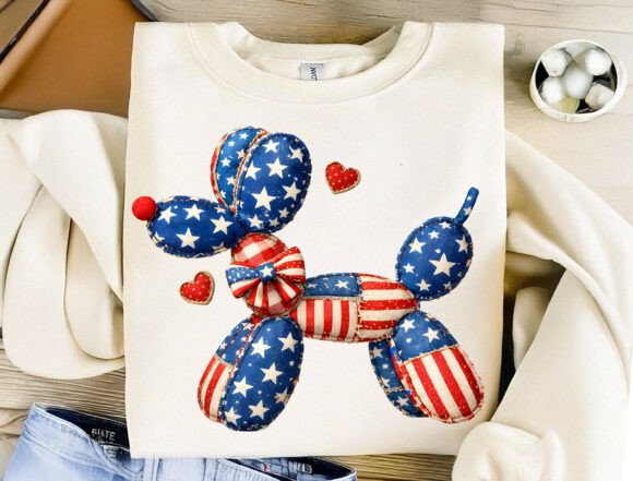 Celebrate Independence Day with a Whimsical Patriotic Balloon Dog PNG