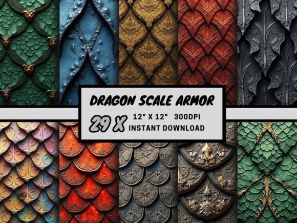 Dragon Scale Armor Digital Paper Pack