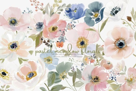 Elevate Your Designs with a Premium Pastel Floral Clipart Set