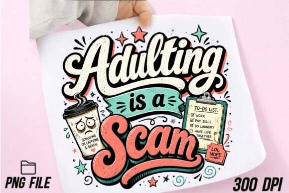 Evaluating the Adulting is a Scam Funny Sarcastic PNG for Modern Creators
