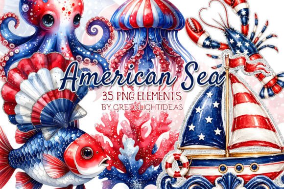 Evaluating the American Sea Animals 4th of July PNG Collection for Professional Design