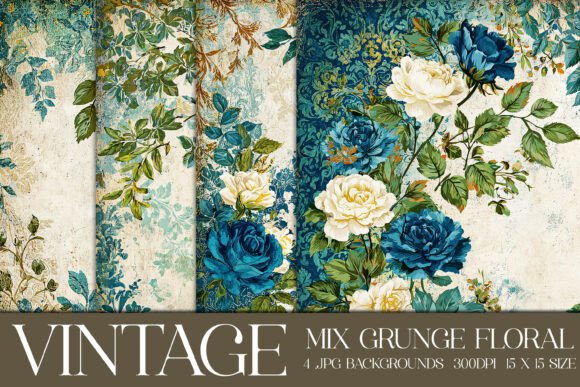 Evaluating the Creative Potential of Vintage Grunge Floral Backgrounds, S17