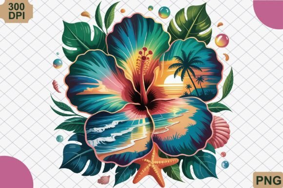 Strategic Brand Positioning with Tropical Hibiscus Sunset Beach PNG Assets