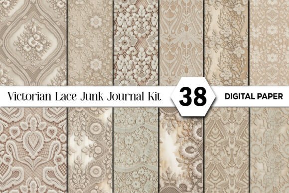 Victorian Lace Junk Journal Kit: Timeless Digital Textures